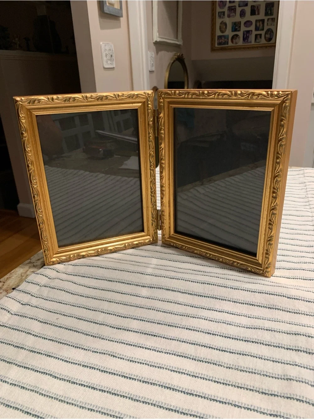 Gold Ornate Hinged Double Frame - Classic Decorative Picture Frame